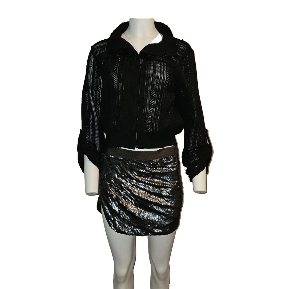 Elie Tahari Women's Knit Black See-through Jacket Casual Size Large 12-14